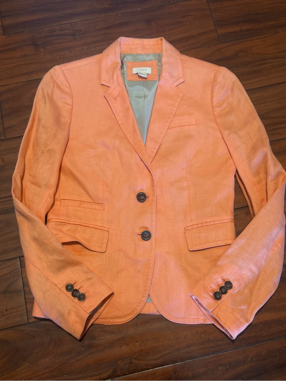 J. Crew Coral Orange Linen-Blend Women's Blazer‎
